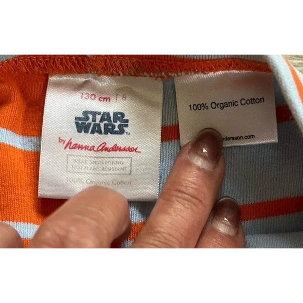 Star Wars Hanna Andersson Striped Short Pajamas Size 8/ 130 cm Blue Orange